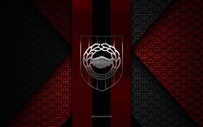 IF Brommapojkarna, Allsvenskan, red black knitted texture, IF Brommapojkarna logo, Swedish football club, IF Brommapojkarna emblem, football, Stockholm, Sweden