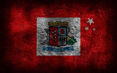 4k, Sao Jose flag, Brazilian cities, stone texture, Flag of Sao Jose, stone background, Day of Sao Jose, grunge art, Brazilian national symbols, Sao Jose, Brazil