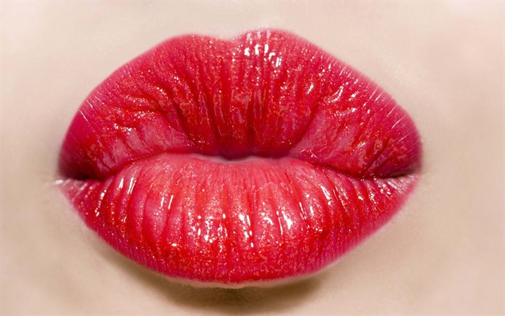 red lips, 4k, macro, love concepts, woman lips, picture with lips, close-up, lips