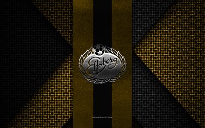 IF Elfsborg, Allsvenskan, yellow black knitted texture, IF Elfsborg logo, Swedish football club, IF Elfsborg emblem, football, Buros, Sweden