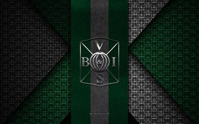 Varbergs BoIS FC, Allsvenskan, green and white knitted texture, Varbergs BoIS FC logo, Swedish football club, Varbergs BoIS FC emblem, football, Varbergs, Sweden