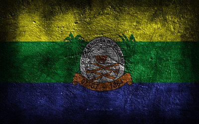 4k, flagge von nossa senhora do socorro, brasilianische städte, steinstruktur, steinhintergrund, tag von nossa senhora do socorro, grunge-kunst, brasilianische nationalsymbole, nossa senhora do socorro, brasilien