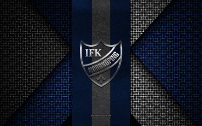 ifk norrkoping, allsvenskan, texture tricotée bleu blanc, logo ifk norrkoping, club de football suédois, emblème ifk norrkoping, football, norrkoping, suède