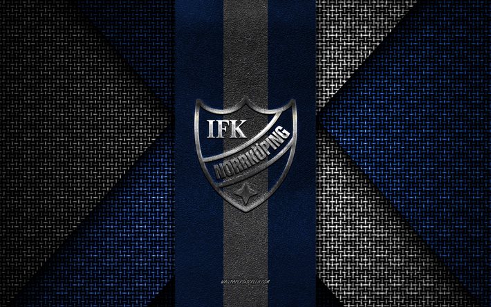 ifk norrkoping, allsvenskan, textura tejida azul blanca, logotipo de ifk norrkoping, club de fútbol sueco, emblema de ifk norrkoping, fútbol, norrkoping, suecia
