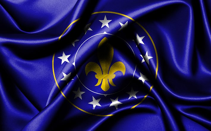 Louisville flag, 4K, american cities, fabric flags, Day of Louisville, flag of Louisville, wavy silk flags, USA, cities of America, cities of Kentucky, US cities, Louisville Kentucky, Louisville