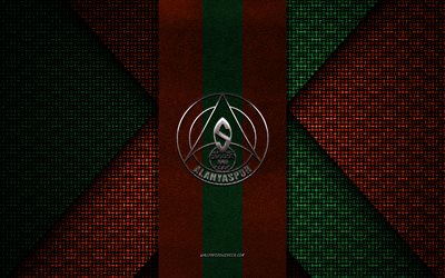 Alanyaspor, Super Lig, orange green knitted texture, Alanyaspor logo, Turkish football club, Alanyaspor emblem, football, Alanya, Turkey