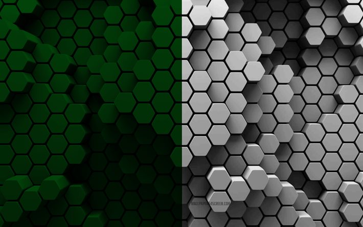 4k, Flag of County Limerick, Counties of Ireland, 3d hexagon background, Day of County Limerick, 3d hexagon texture, Limerick flag, Irish national symbols, County Limerick, 3d Limerick flag, Limerick, Ireland