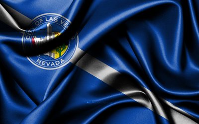 Las Vegas flag, 4K, american cities, fabric flags, Day of Las Vegas, flag of Las Vegas, wavy silk flags, USA, cities of America, cities of Nevada, US cities, Las Vegas Nevada, Las Vegas