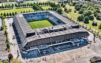 Eleda Stadium, Malmo FF stadium, Swedish football stadium, Malmo, aerial view, Swedbank Stadion, Allsvenskan, Malmo FF, Malmo cityscape, Malmo panorama