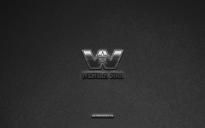 western star-logo, grauer steinhintergrund, western star-emblem, autologos, western star, automarken, western star-metalllogo, steinstruktur