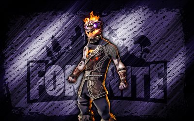 Molten Battle Hound Fortnite, 4k, violet diagonal background, grunge art, Fortnite, artwork, Molten Battle Hound Skin, Fortnite characters, Molten Battle Hound, Fortnite Molten Battle Hound Skin