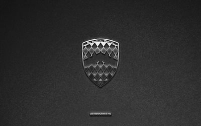 SSC logo, gray stone background, SSC emblem, car logos, SSC, car brands, SSC metal logo, stone texture