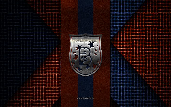 basaksehir, super lig, textura de punto azul naranja, logotipo de basaksehir, club de fútbol turco, emblema de basaksehir, fútbol, estambul, turquía
