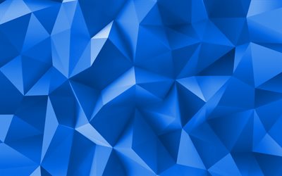 blue low poly 3D texture, fragments patterns, geometric shapes, blue abstract backgrounds, 3D textures, blue low poly backgrounds, low poly patterns, geometric textures, blue 3D backgrounds, low poly textures