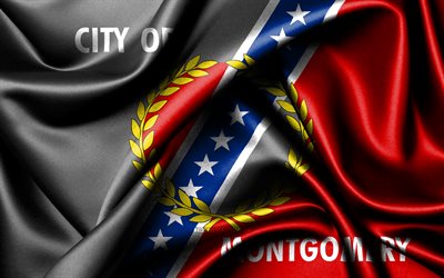 Montgomery flag, 4K, american cities, fabric flags, Day of Montgomery, flag of Montgomery, wavy silk flags, USA, cities of America, cities of Alabama, US cities, Montgomery Alabama, Montgomery