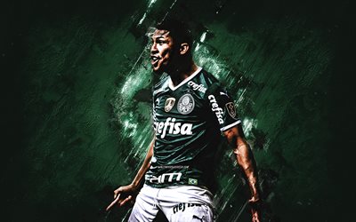 Rony, Palmeiras, brazilian soccer player, green stone background, Serie A, Brazil, football, Sociedade Esportiva Palmeiras, Ronielson da Silva Barbosa