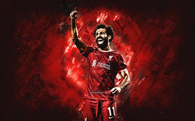 Mohamed Salah, Liverpool FC, Egyptian football player, Premier League, England, football, red grunge background, Salah Liverpool