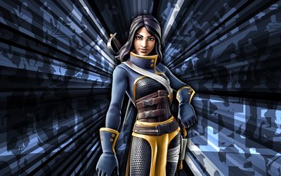 4k, gewagter duellist, blauer strahlenhintergrund, gewagte duellisthaut, gewagter duellist fortnite, zusammenfassung kunst, fortnite mauinge deuleister haut, fortnite  charaktere, fortnite, kreative kunst