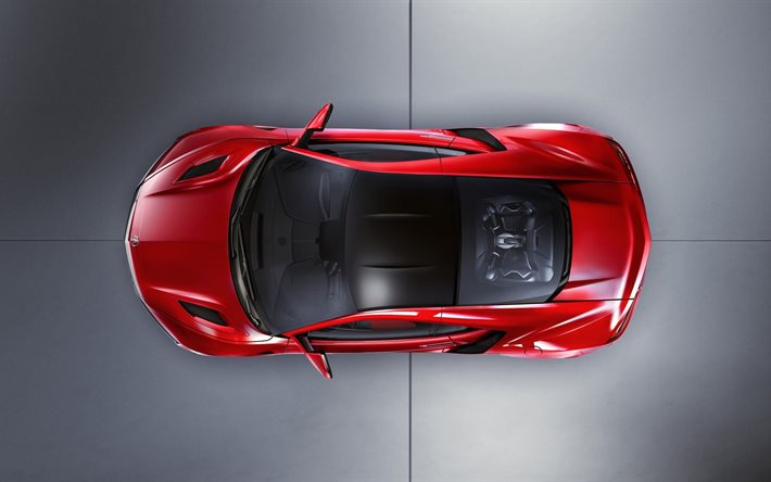 acura, nsx, 2016, auto, akura, rosso, vista dall'alto