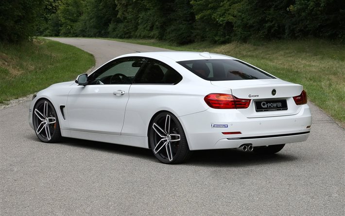435d, bmw, xdrive, g-power, f32, 2015, coupe, white, tuning, rear view