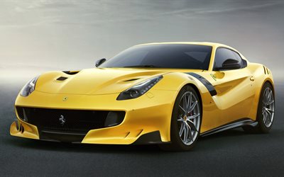 ferrari f12, tdf, 2016, jaune, ferrari, coupé