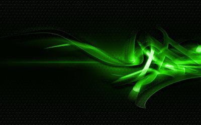 néon verde, fumaça, abstração, ray, o fundo escuro