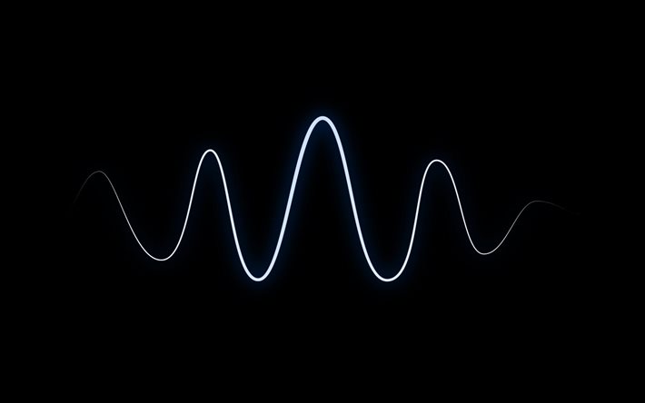 信号, 波, ミニマリズムにおけるメディウム, 黒い背景, ネオン