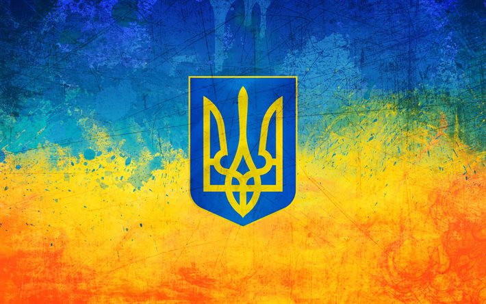 simbolismo, stemma, ucraina, bandiera, creativo