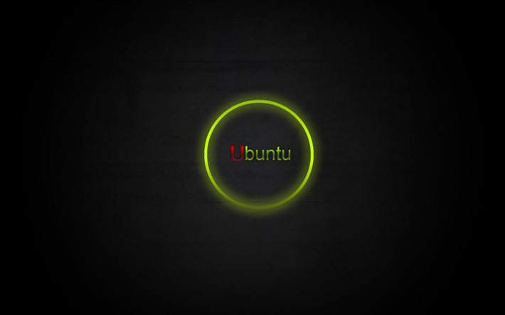 neon cirkel, ubuntu, logotyp
