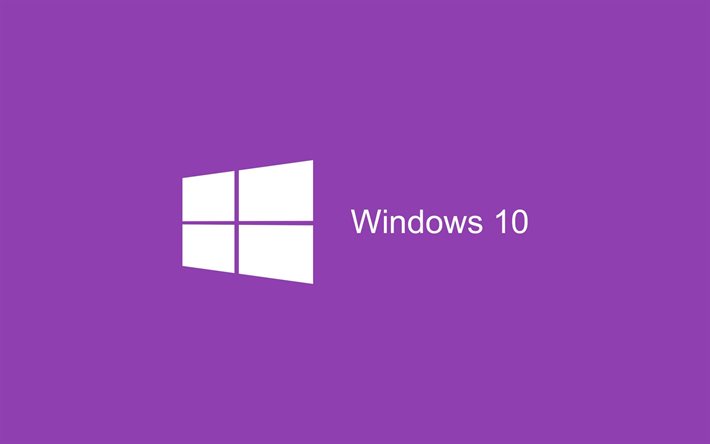 windows 10, logo, mor arka plan