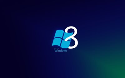 windows 8, fond bleu, logo