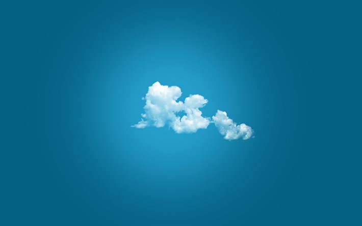 moln, himlen, minimalism, blå bakgrund