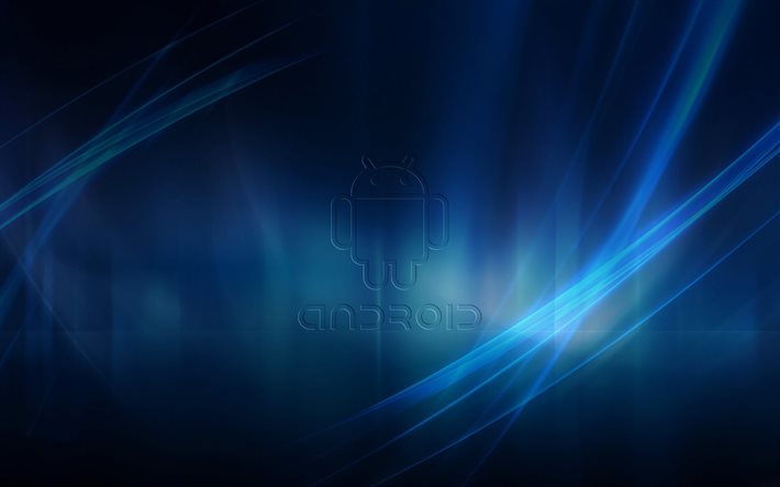android, logo, sfondo blu, saver
