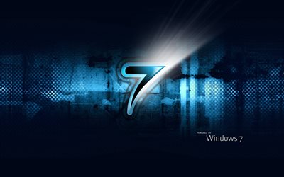 blue background, microsoft, windows, logo, seven, se7en, windows 7