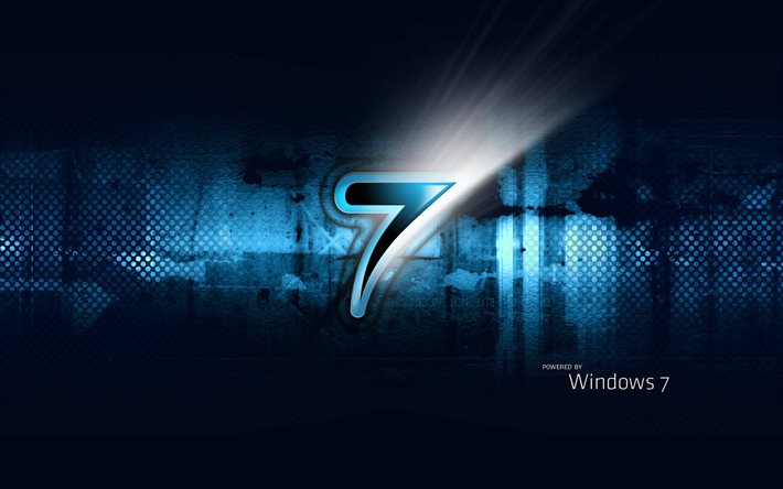 青色の背景, microsoft, windows, ロゴ, 七, se7en, windows7