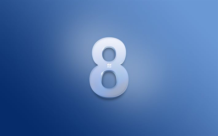 logo, windows 8, saver, blue background