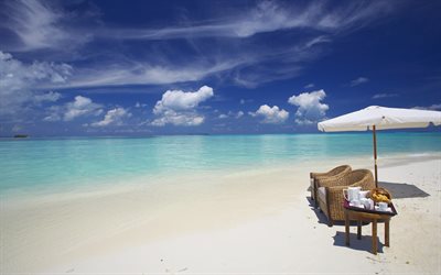 strand, meer, wolken, sommer, den malediven, malediven