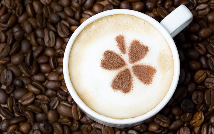 grain, cup, coffee, latte, figure, plant