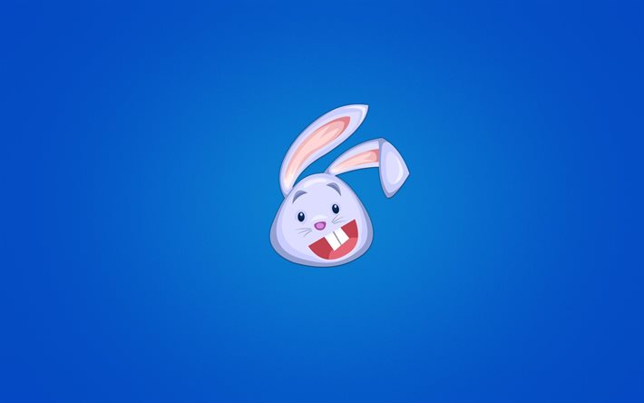 ears, hare, blue background, minimalism