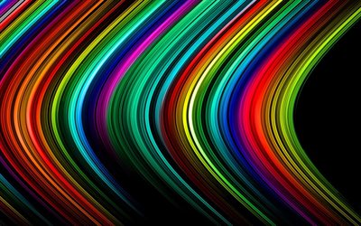 abstraction, colored lines, black background