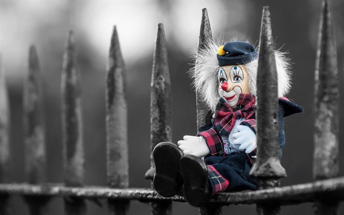 the fence, clown, toy