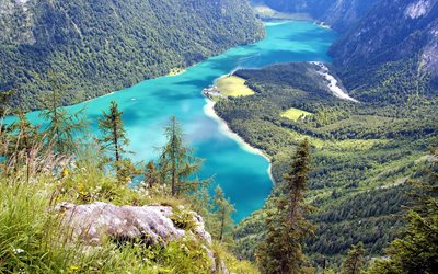 bayern, germany, from the height, konigssee, mountains, bavaria, lake königssee