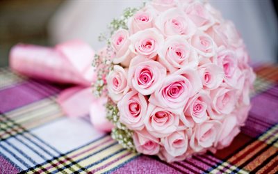 pink roses, wedding bouquet, pink bouquet