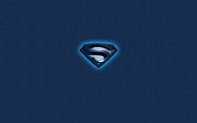 super-homem, emblema, azul, fundo azul