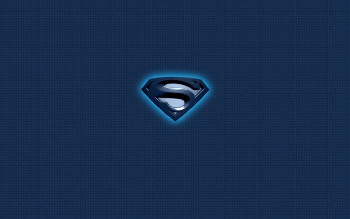 superman-emblem, blau, blauer hintergrund