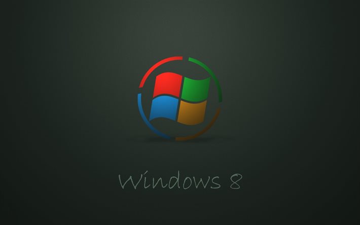 logo, windows 8, minimalism, grey background