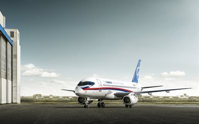 avião de passageiros, seco, 2014, sukhoi, superjet 100
