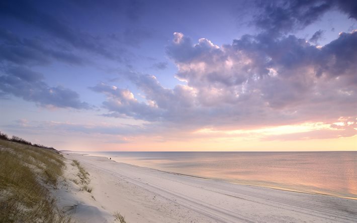 la playa, istmo de curlandia, puesta de sol, lituania, mar báltico