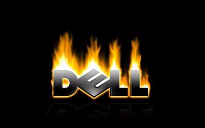 logotipo de dell, dell, fuego