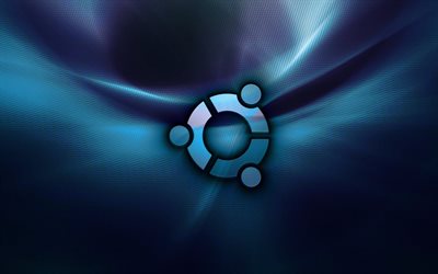 ubuntu, logo, soyutlama mavi arka plan ubuntu